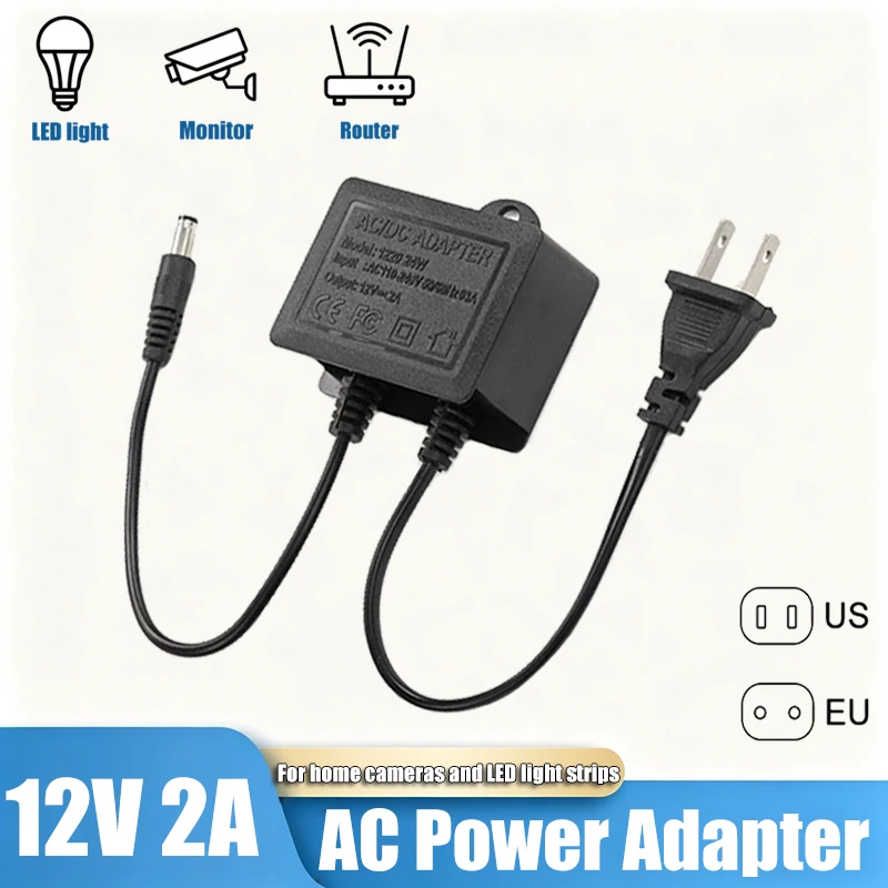 12V 2A LED Strip Light Surveillance Power Adapter EU US Plug 24W Power Supply for CCTV Security Camera DVR NVR Router
12V 2A LED Strip Light Surveillance Power Adapter EU US Plug 24W Power Supply for CCTV Security Camera DVR NVR Router