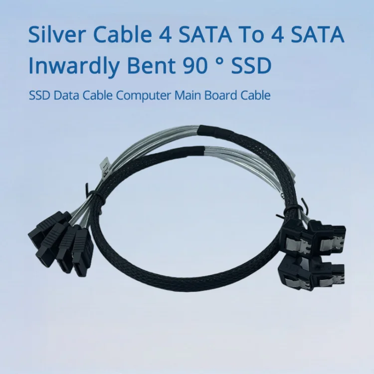 Серебряный кабель 4 SATA на 4 SATA с внутренней изогнутой 90 ° Кабель для передачи данных SSD SSD Длина кабеля основной платы компьютера Дополнительно 0,5 м 1 м
Серебряный кабель 4 SATA на 4 SATA с внутренней изогнутой 90 ° Кабель для передачи данных SSD SSD Длина кабеля основной платы компьютера Дополнительно 0,5 м 1 м