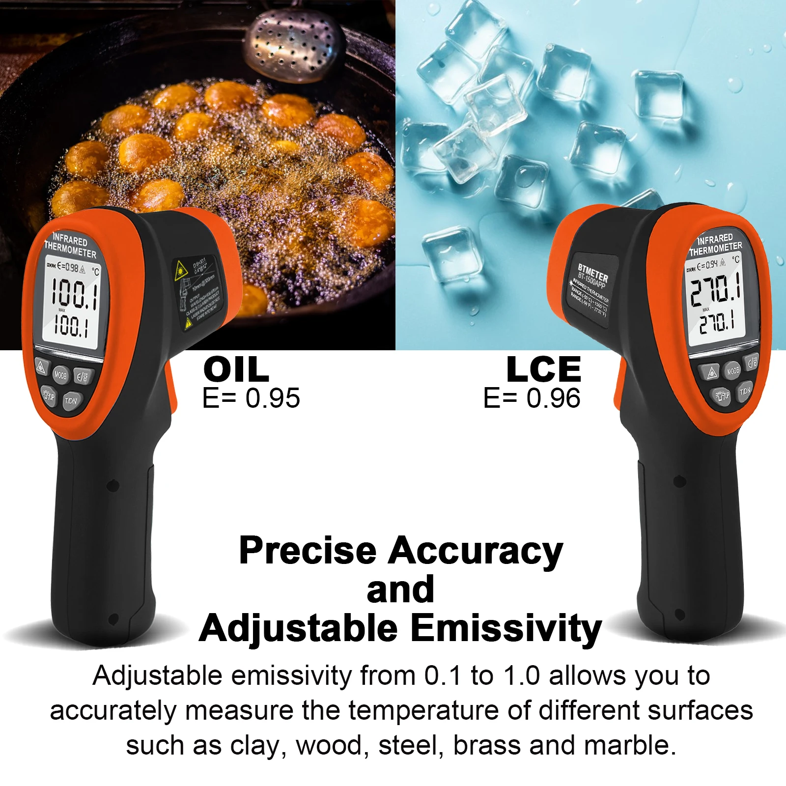 BTMETER Non-Contact Infrared Thermometer with Bluetooth APP Control - 1500℃ Long Range Laser Temperature Gun
BTMETER Non-Contact Infrared Thermometer with Bluetooth APP Control - 1500℃ Long Range Laser Temperature Gun