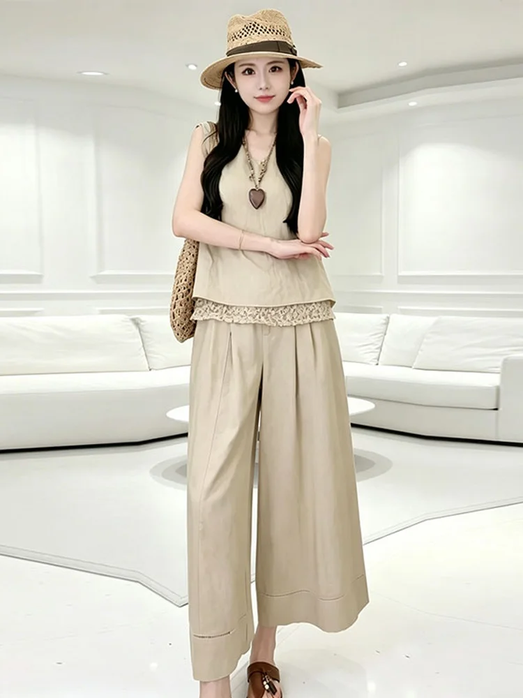 Casual Lace Splice V-neck Short Sleeve Top Wide Leg Pants Set Summer 2026 Old Money Style Design Sensation Women's Fashion En...
Casual Lace Splice V-neck Short Sleeve Top Wide Leg Pants Set Summer 2026 Old Money Style Design Sensation Women's Fashion En...