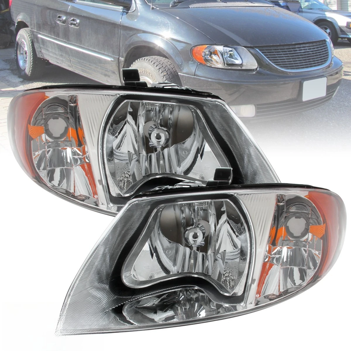 Headlights Fits 2001-2007 Dodge Caravan Chrysler Town & Country Left+Right 01-07
Headlights Fits 2001-2007 Dodge Caravan Chrysler Town & Country Left+Right 01-07