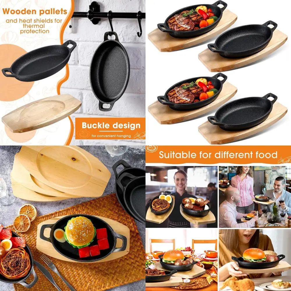 Mini Cast Iron Skillet Set with Wooden Base, Ideal for Fajita Plates, Baking, and Kitchen Use (8.5 x 6.1 x 1.7 Inches)
Mini Cast Iron Skillet Set with Wooden Base, Ideal for Fajita Plates, Baking, and Kitchen Use (8.5 x 6.1 x 1.7 Inches)