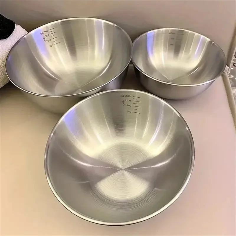 1-3 Stainless Steel Bowl Set with Scale for Cooking Baking Food Storage Large Capacity Mixing Bowls for Home Kitchen Essentials
1-3 Stainless Steel Bowl Set with Scale for Cooking Baking Food Storage Large Capacity Mixing Bowls for Home Kitchen Essentials