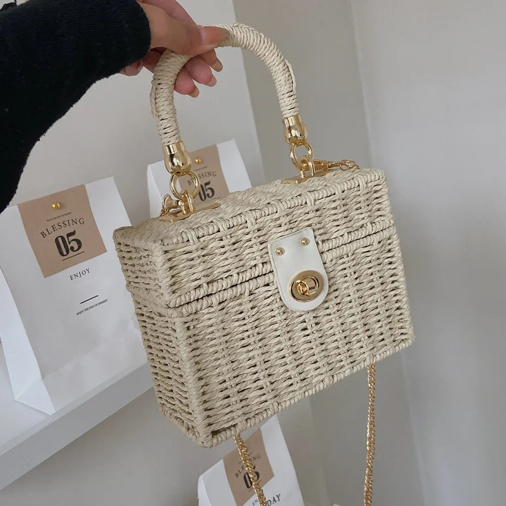 2023 Rattan Straw Shoulder Bag Women Boho Hand-Woven Basket Messenger Pouch Summer Beach Square Box Top-handle Handbag
2023 Rattan Straw Shoulder Bag Women Boho Hand-Woven Basket Messenger Pouch Summer Beach Square Box Top-handle Handbag