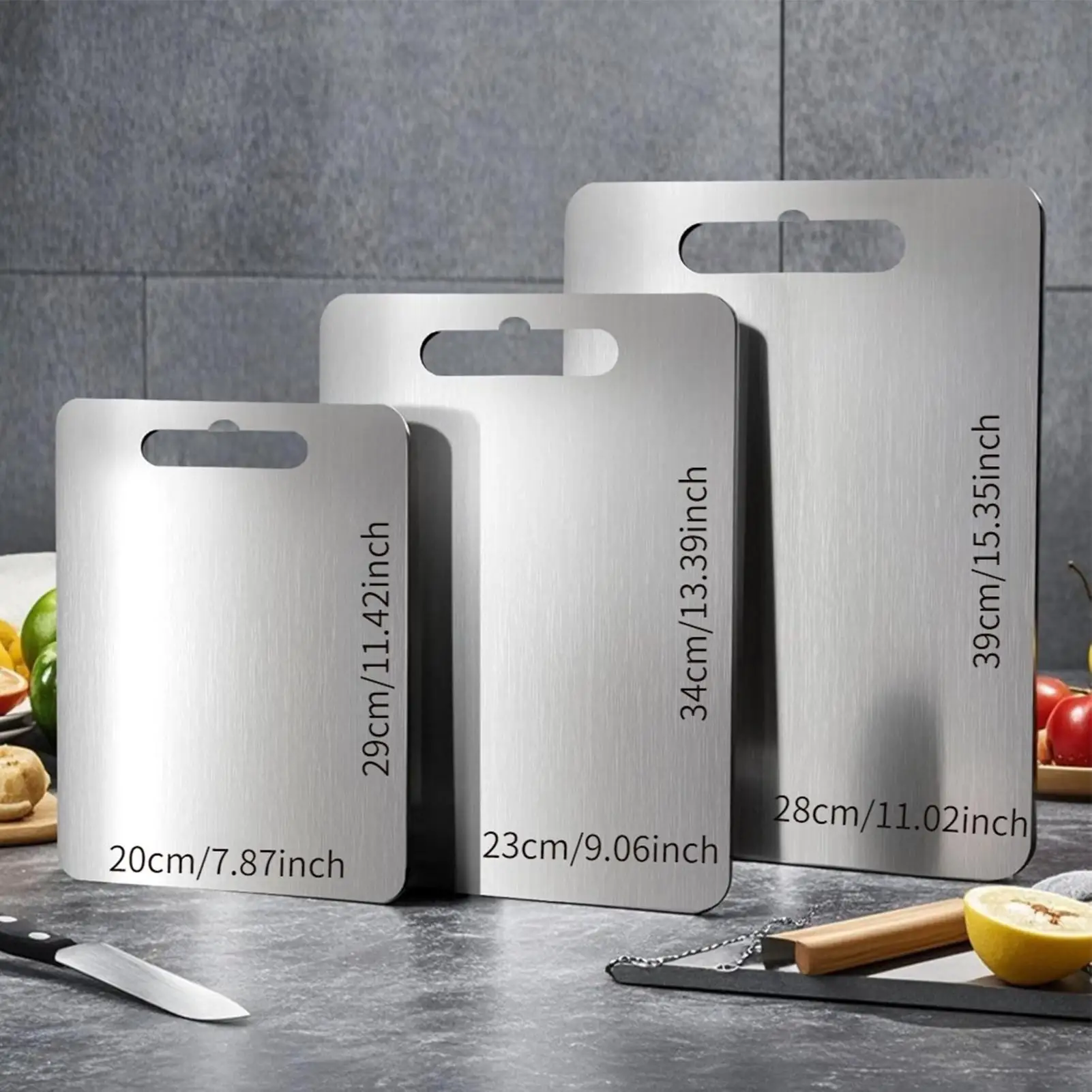 Stainless Steel Chopping Board 3 Pieces Food Grade Non Slip Food Mat Easy Clean Kitchen Cutting Board for Meat Vegetable Bread
Stainless Steel Chopping Board 3 Pieces Food Grade Non Slip Food Mat Easy Clean Kitchen Cutting Board for Meat Vegetable Bread