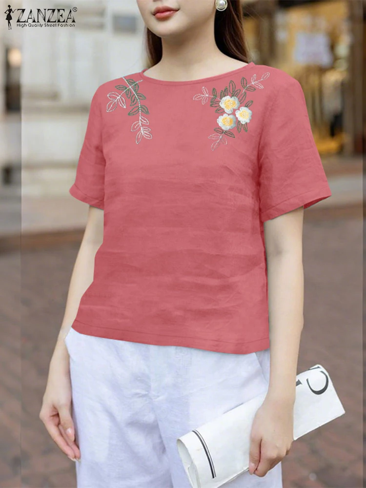 Summer Shirts ZANZEA 2025 Women Embroidery Tops Short Sleeve O-Neck Casual Vintage Blouse Loose Tunic Fashion Print Blusas Femme
Summer Shirts ZANZEA 2025 Women Embroidery Tops Short Sleeve O-Neck Casual Vintage Blouse Loose Tunic Fashion Print Blusas Femme