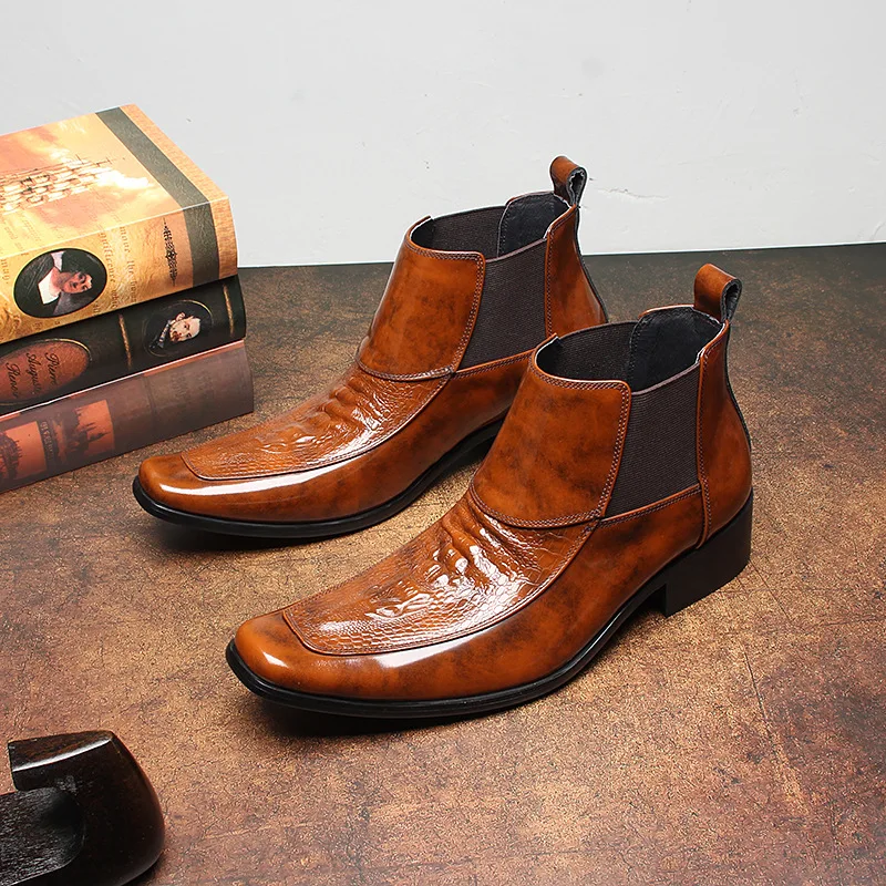 Men Boots Genuine Leather Mid Calf Business Casual Shoes Height Increasing
Men Boots Genuine Leather Mid Calf Business Casual Shoes Height Increasing