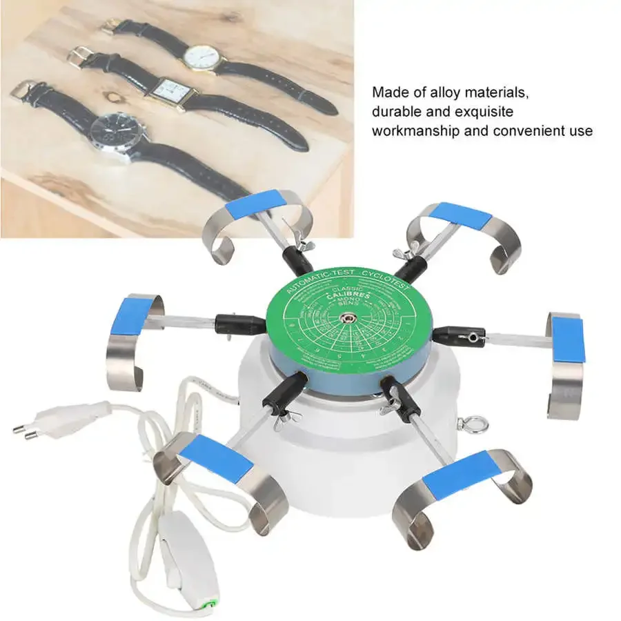 Professional Alloy Mechanical Watch Test Winder Machine Automatic Watch Winder Tester Repair Tool Hold 6 Watches EU Plug 220V
Professional Alloy Mechanical Watch Test Winder Machine Automatic Watch Winder Tester Repair Tool Hold 6 Watches EU Plug 220V