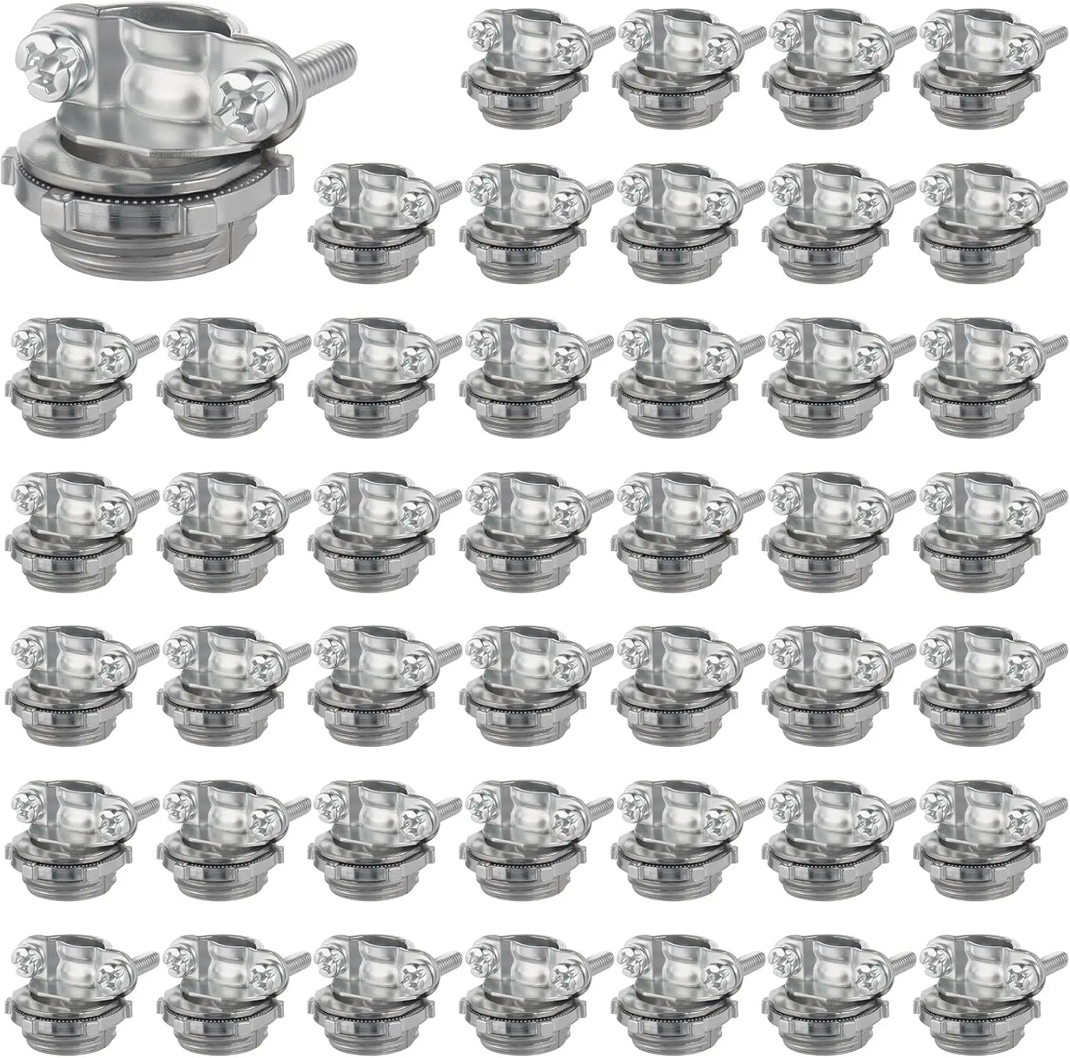 1/2 Inch Cable Clamps, 50 Pack Zinc Alloy Wire Connectors for NM Cables and Electrical Boxes
1/2 Inch Cable Clamps, 50 Pack Zinc Alloy Wire Connectors for NM Cables and Electrical Boxes