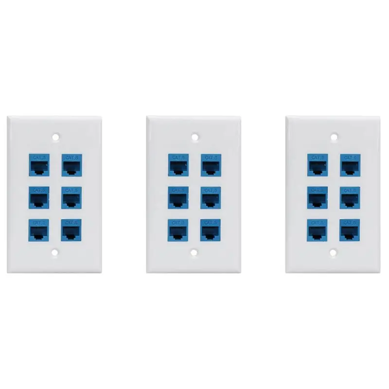 Exquisite-3X Cat 6 Ethernet Wall Plate 6 Port,Ethernet Wall Plate Female-Female Removable Compatible With Cat7/6/6E/5/5E
Exquisite-3X Cat 6 Ethernet Wall Plate 6 Port,Ethernet Wall Plate Female-Female Removable Compatible With Cat7/6/6E/5/5E