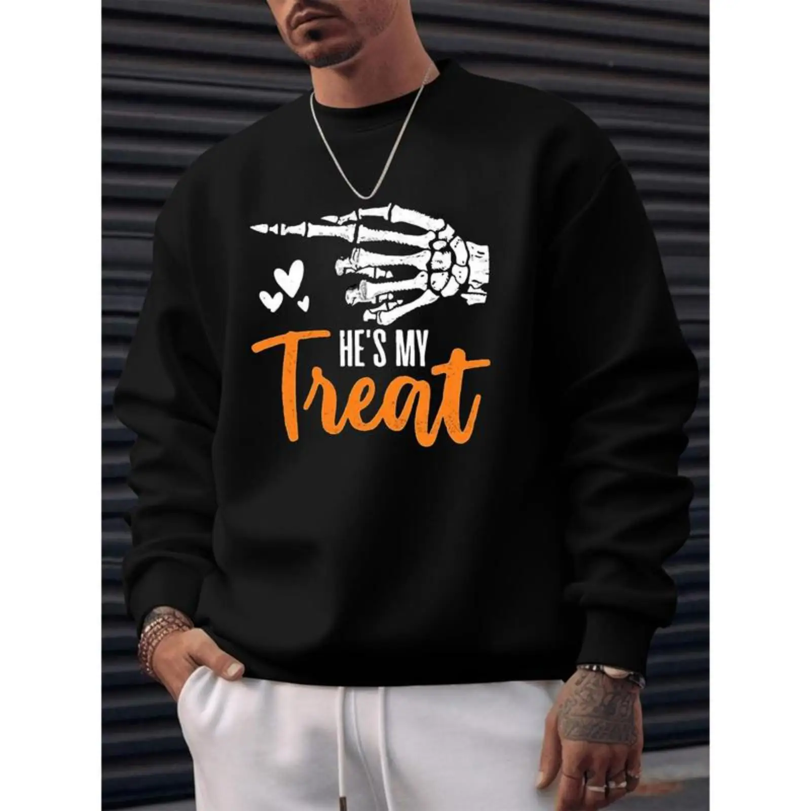 Couples Halloween Sweatshirt He's My Treat Skeleton Hand Graphic Jumper Funny Halloween Costume Spooky Matching Outfit
Couples Halloween Sweatshirt He's My Treat Skeleton Hand Graphic Jumper Funny Halloween Costume Spooky Matching Outfit