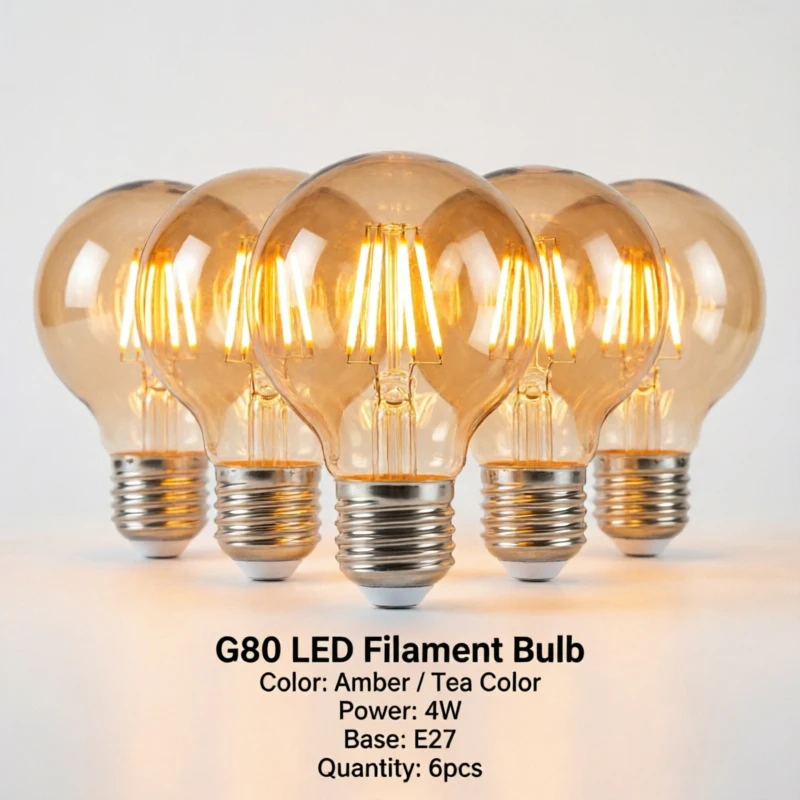 6pcs G80 LED Edison Bulb E27 4W Vintage Amber Glass Light Warm White 2200K Globe Filament Lamp Retro Industrial Decor Lighting
6pcs G80 LED Edison Bulb E27 4W Vintage Amber Glass Light Warm White 2200K Globe Filament Lamp Retro Industrial Decor Lighting