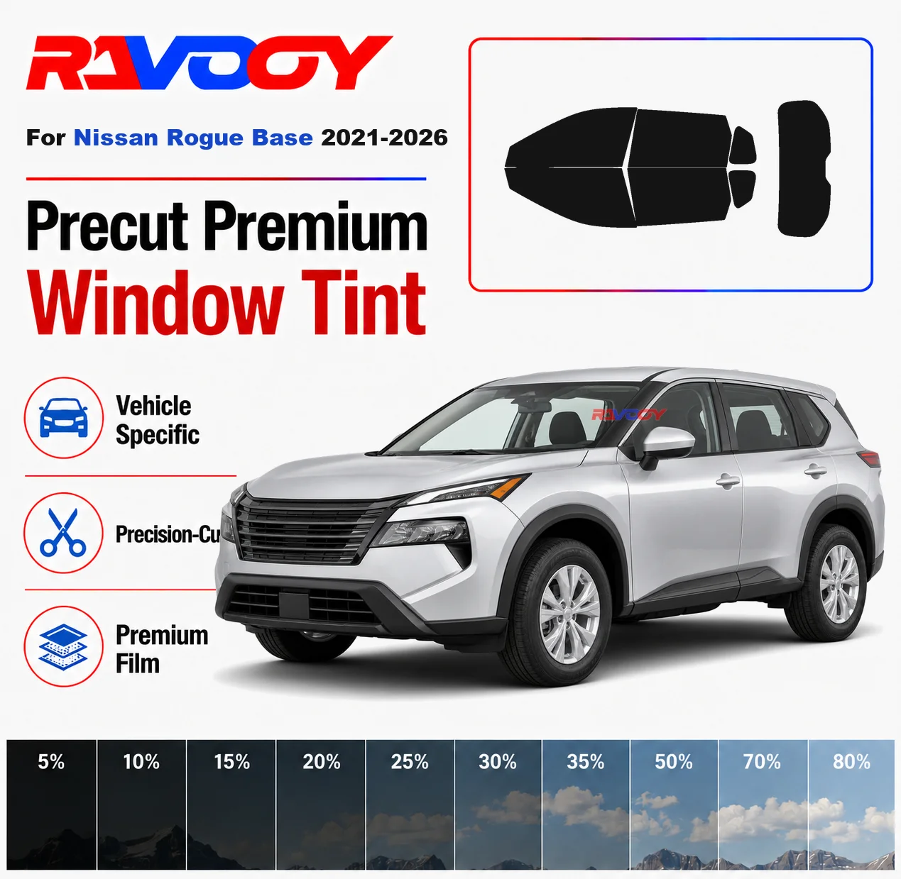 Premium Precut Window Tint Kit Front Rear Windows Rear Windshield For Nissan Rogue Base 2021-2026 Complete Set Nano Ceramic Film
Premium Precut Window Tint Kit Front Rear Windows Rear Windshield For Nissan Rogue Base 2021-2026 Complete Set Nano Ceramic Film