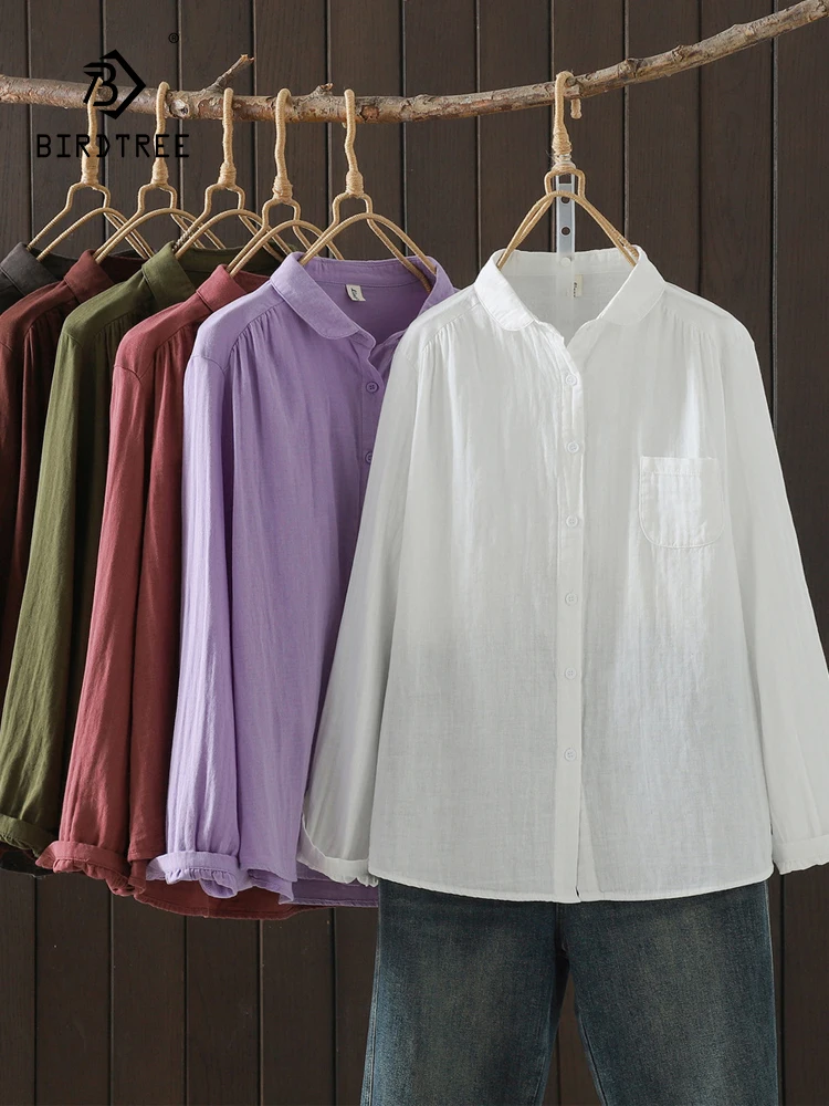 New 2025 Autumn Cotton Yarn Long Sleeve Shirt, Women Turn-down Collar Solid, Mori Girl Basic Versatile Loose Blouse T5N219CC
New 2025 Autumn Cotton Yarn Long Sleeve Shirt, Women Turn-down Collar Solid, Mori Girl Basic Versatile Loose Blouse T5N219CC