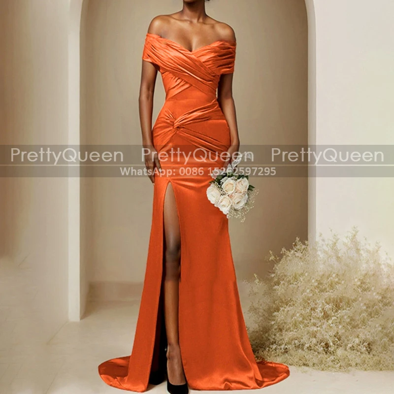 Sexy Mermaid Bridesmaid Dresses Customized Criss Cross Off Shoulder High Slit Long Trumpet Sleeveless Wedding Party Dress
Sexy Mermaid Bridesmaid Dresses Customized Criss Cross Off Shoulder High Slit Long Trumpet Sleeveless Wedding Party Dress