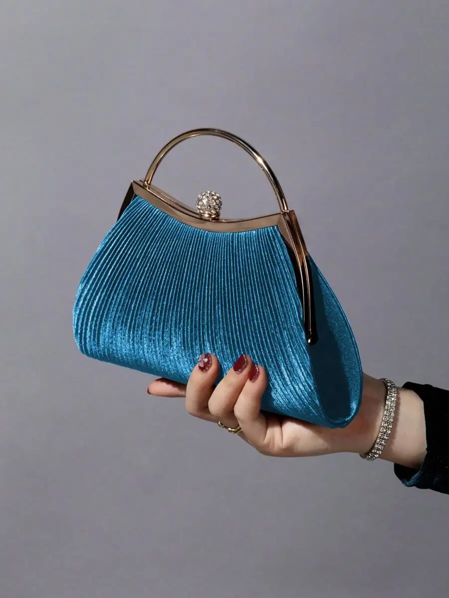 Elegant Pleated Blue Metal Frame Clutch Bag For Evening Party Wedding Gala
Elegant Pleated Blue Metal Frame Clutch Bag For Evening Party Wedding Gala