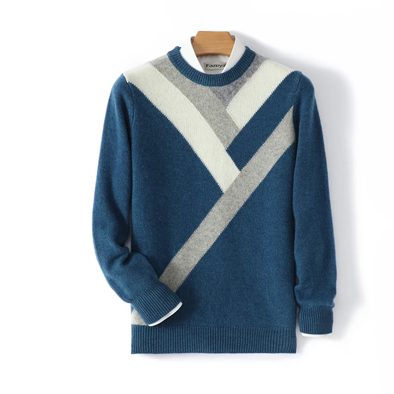 Autumn Winter New 100% Pure Wool Sweater Men's Round Neck Color Block Pullover Loose Casual Cashmere Knitted Top
Autumn Winter New 100% Pure Wool Sweater Men's Round Neck Color Block Pullover Loose Casual Cashmere Knitted Top