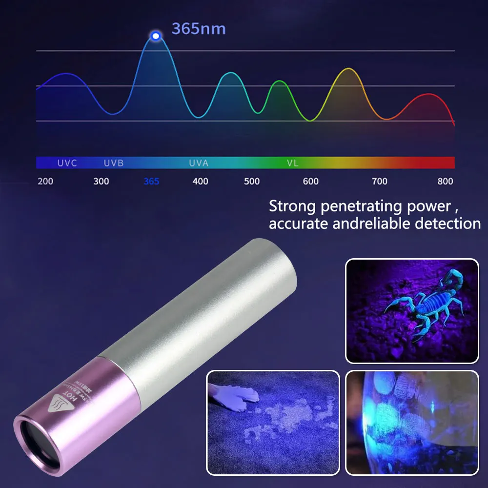 E2 Purple light uv flashlight cat moss detection 365nm ultraviolet flashlight fluorescent agent purple light banknote detection
E2 Purple light uv flashlight cat moss detection 365nm ultraviolet flashlight fluorescent agent purple light banknote detection