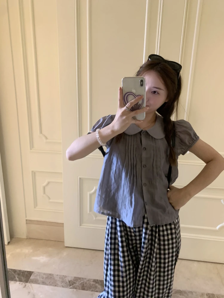 Deep ey Silk Linen Doll Sweeti Sensation Top Women's Summer Faion Loose Fit ort Sve Button down Casual irt
Deep ey Silk Linen Doll Sweeti Sensation Top Women's Summer Faion Loose Fit ort Sve Button down Casual irt