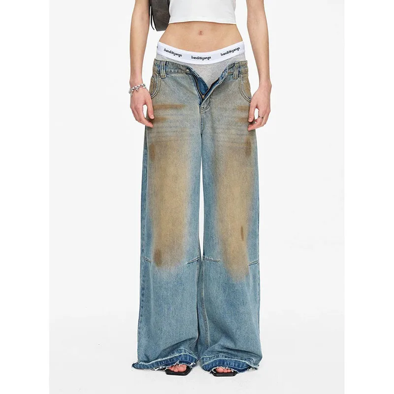 Women's High-Waist Wide-Leg Jeans Casual Loose Bohemian Style American Vintage Dirty Look Streetwear Trendy Long Straight Pants
Women's High-Waist Wide-Leg Jeans Casual Loose Bohemian Style American Vintage Dirty Look Streetwear Trendy Long Straight Pants
