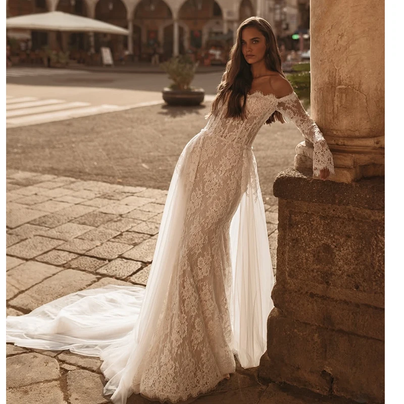 Detachable Train Wedding Dress Organza With Embroidery Mermaid Ball Gown Full Sleeve Boat Neck Customized Bride Vestido De Novia
Detachable Train Wedding Dress Organza With Embroidery Mermaid Ball Gown Full Sleeve Boat Neck Customized Bride Vestido De Novia
