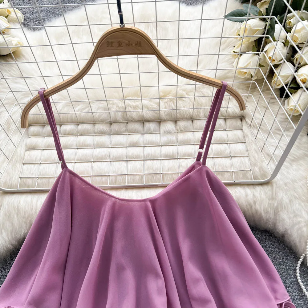 Nice Women Camis summer Blouse versatile loose ruffle edge off shoulder double-layer sleeveless chiffon camisole vest Tops Tanks
Nice Women Camis summer Blouse versatile loose ruffle edge off shoulder double-layer sleeveless chiffon camisole vest Tops Tanks