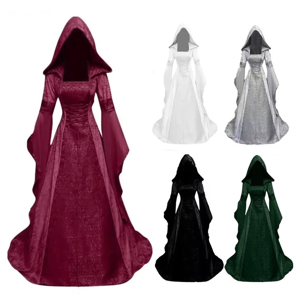Женское роскошное платье ведьмы, средневековое платье эпохи Возрождения, платье макси со шлейфом на Хэллоуин, дьявол, языческая ведьма, свадебный костюм, платье с капюшоном, халат
Женское роскошное платье ведьмы, средневековое платье эпохи Возрождения, платье макси со шлейфом на Хэллоуин, дьявол, языческая ведьма, свадебный костюм, платье с капюшоном, халат