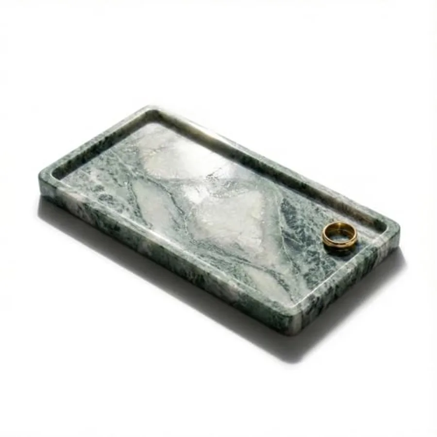 Green Marble Tray 12" x 6.5" Decorative Vanity Tray for Bathroom, Countertop, Jewelry, Candles, Kitchen Natural Stone Organizer
Green Marble Tray 12" x 6.5" Decorative Vanity Tray for Bathroom, Countertop, Jewelry, Candles, Kitchen Natural Stone Organizer