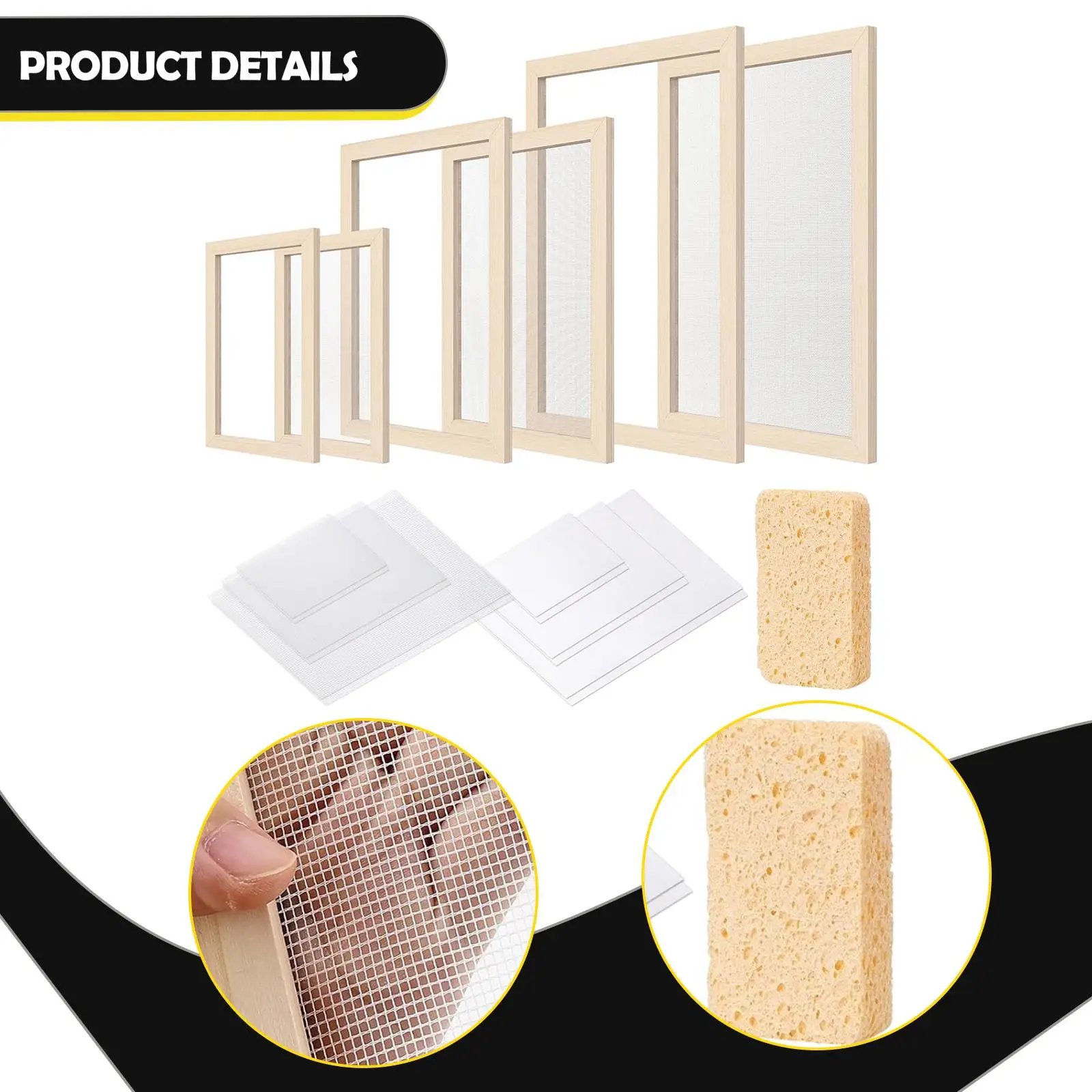 Craft Paper Making Screen Wooden Frame Kit for A4 A5 A6 Art Paper Texturizer for Kids DIY and Adult Creative Projects
Craft Paper Making Screen Wooden Frame Kit for A4 A5 A6 Art Paper Texturizer for Kids DIY and Adult Creative Projects