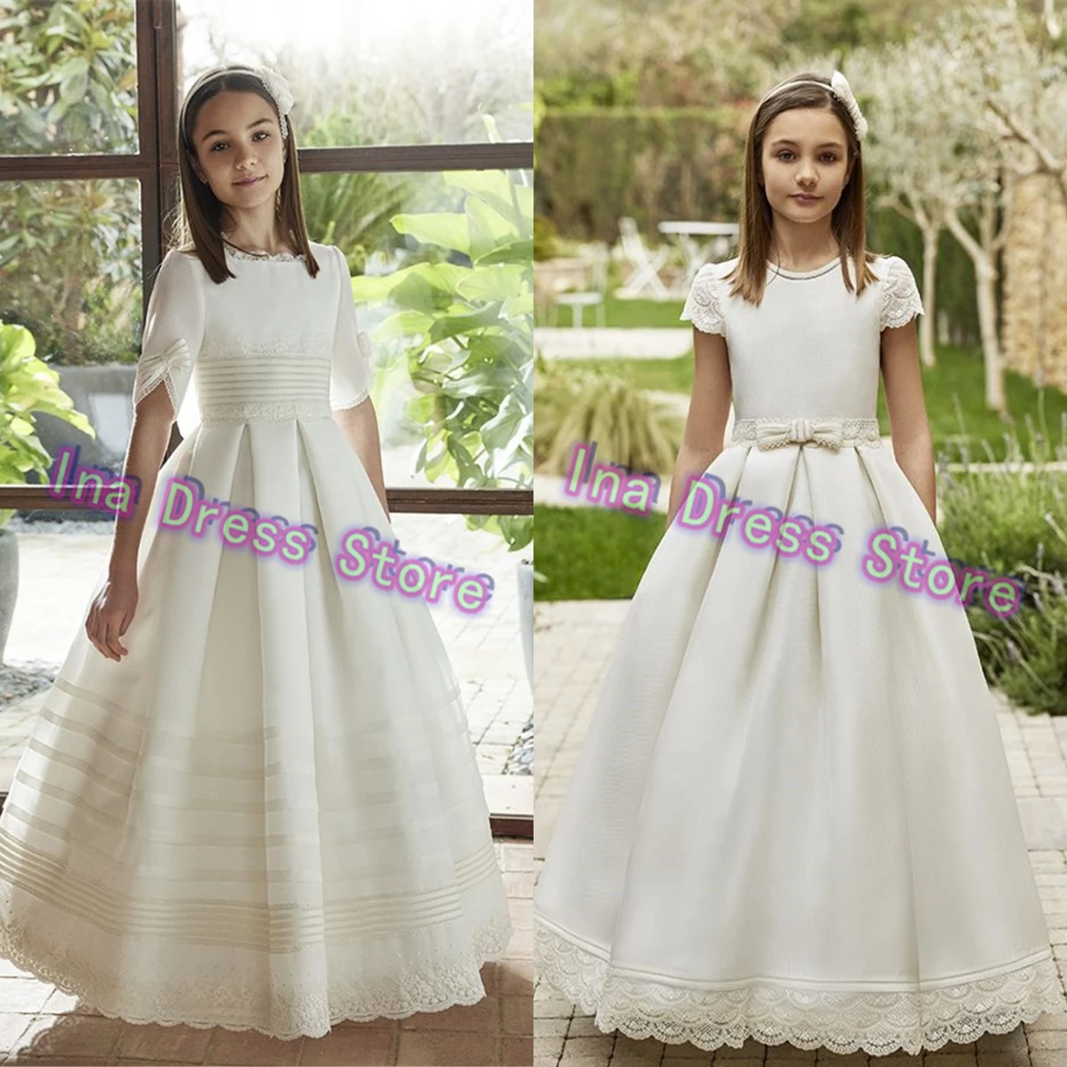 Customized Elegant Satin First Communion Gowns A-line Wedding Dresses Flower Girl Dress Applique Little Princess Ball Gowns
Customized Elegant Satin First Communion Gowns A-line Wedding Dresses Flower Girl Dress Applique Little Princess Ball Gowns