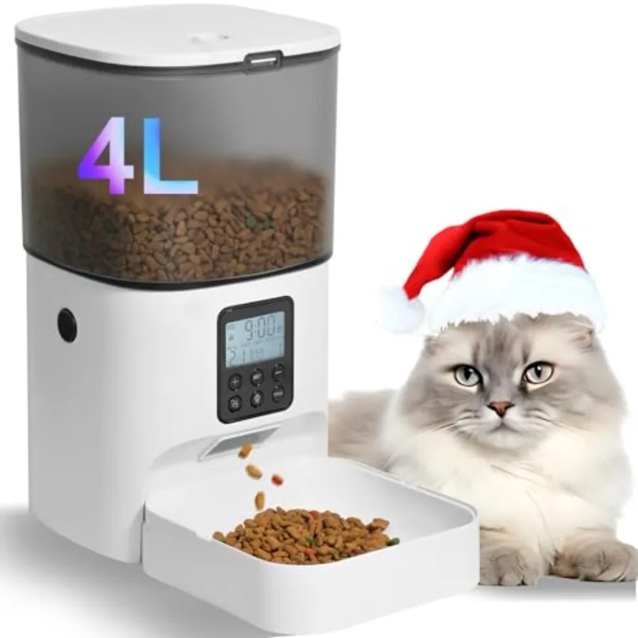 Automatic Cat Feeder, 4L Cat Food Dispenser with 10s Voice Recorder, Pet Feeder up to 8 Meals per Day, Timed Dog Feeder with Dr
Automatic Cat Feeder, 4L Cat Food Dispenser with 10s Voice Recorder, Pet Feeder up to 8 Meals per Day, Timed Dog Feeder with Dr