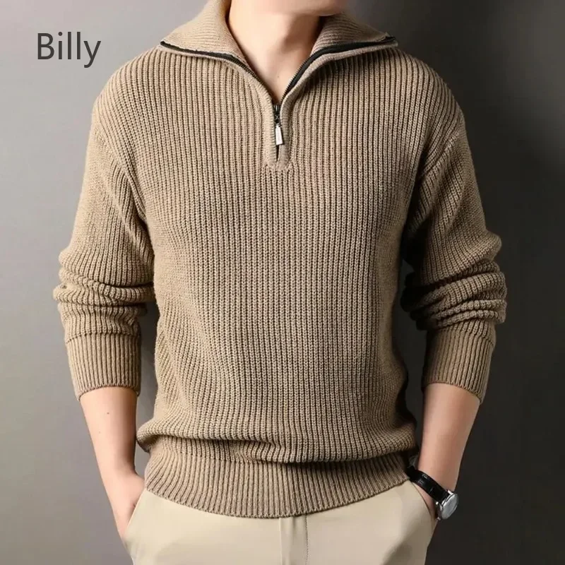 Autumn and Winter Half Zip Stand Collar Korean Loose Knitted Sweater Men Turtleneck Long Sleeves Luxury Designer Clothing Coats
Autumn and Winter Half Zip Stand Collar Korean Loose Knitted Sweater Men Turtleneck Long Sleeves Luxury Designer Clothing Coats