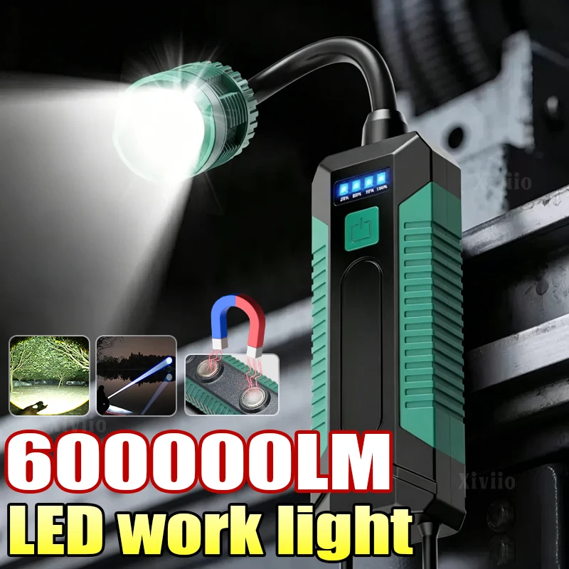 Перезаряжаемый светодиодный рабочий фонарь USB 600000LM с углом освещения 360° ° Гибкие портативные фонарики 2600 мАч, водонепроницаемые, для кемпинга и экстренных ситуаций
Перезаряжаемый светодиодный рабочий фонарь USB 600000LM с углом освещения 360° ° Гибкие портативные фонарики 2600 мАч, водонепроницаемые, для кемпинга и экстренных ситуаций