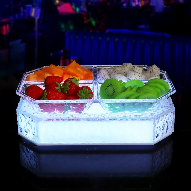 Acrylic LED light-up snack plate, platter for bars and KTV, special fruit plate stand, creative four or six-compartment fruit pl
Acrylic LED light-up snack plate, platter for bars and KTV, special fruit plate stand, creative four or six-compartment fruit pl