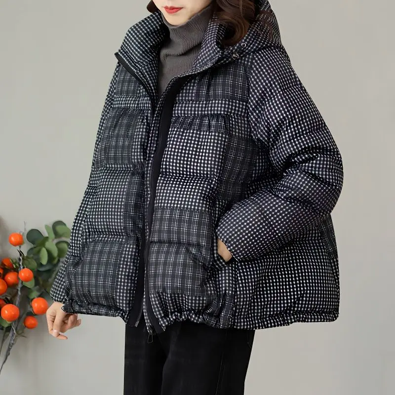 Women's Hooded Down Jacket Female Plaid Print Lightweight Short Slim White Duck Ladies' Jackets Coat Clothes G700
Women's Hooded Down Jacket Female Plaid Print Lightweight Short Slim White Duck Ladies' Jackets Coat Clothes G700