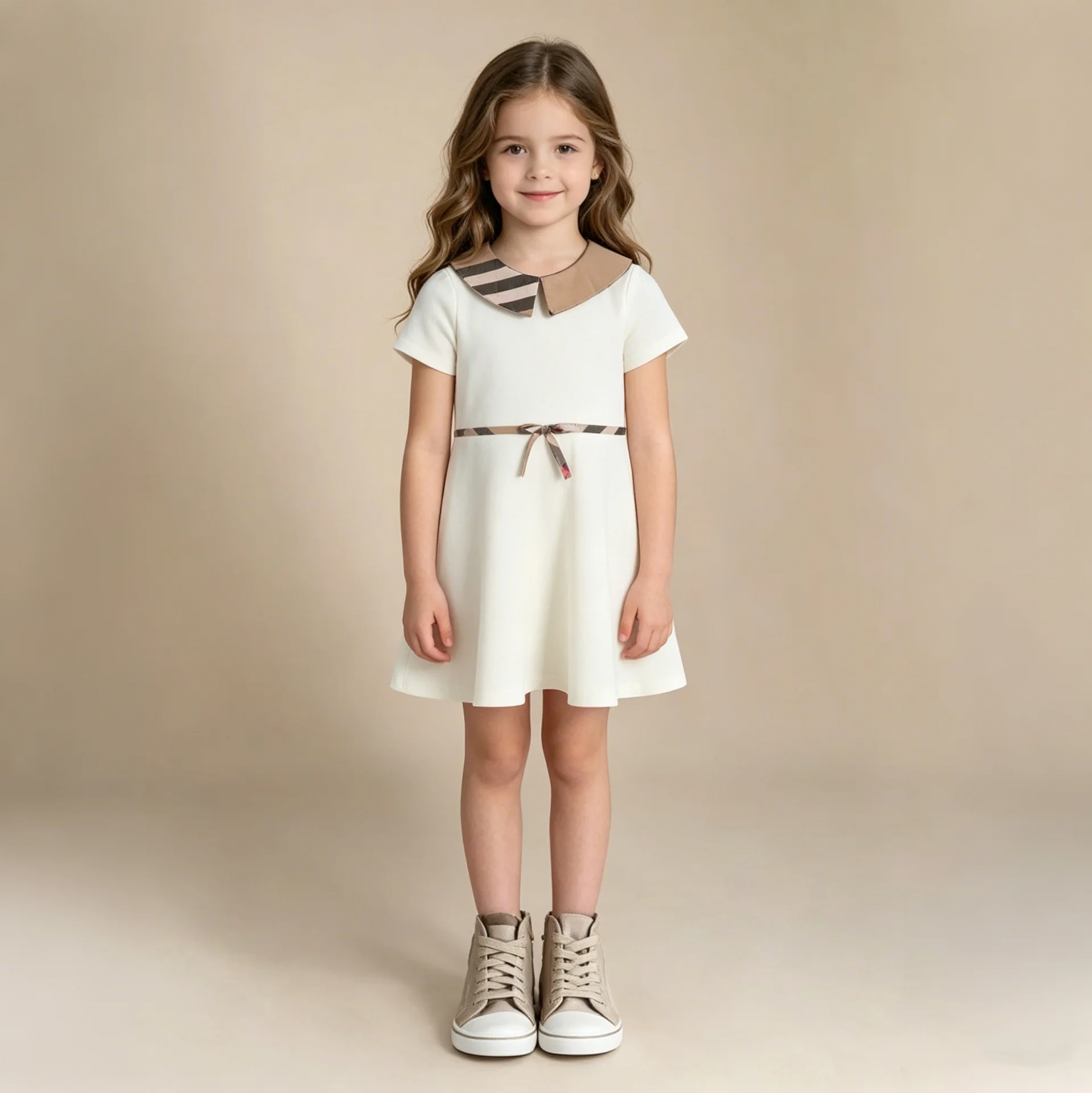 Baby Girls Summer White Dress Short Sleeved Turn Down Bow Belt Collar Cotton Clothes for Girls Aged 2-6 Years Kids Dresses
Baby Girls Summer White Dress Short Sleeved Turn Down Bow Belt Collar Cotton Clothes for Girls Aged 2-6 Years Kids Dresses