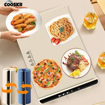 파티용 전기 보온 트레이, 접이식 음식 따뜻한 플레이트, 3 가지 온도, 전체 표면 가열 매트, 음식 뜨거운 유지, 일정한 매트