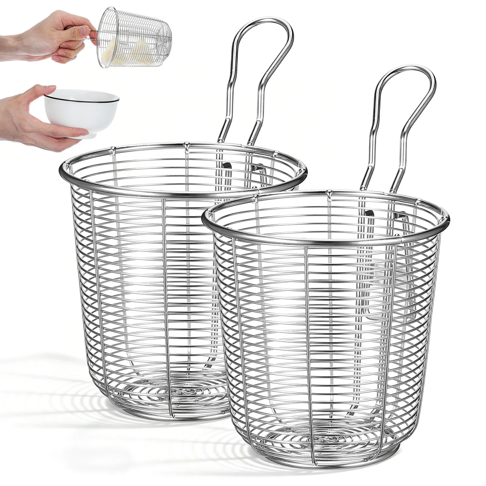 2pcs Stainless Steel Hot Pot Strainer With Handle Mesh Noodle Basket Fine Mesh Colander Pasta Strainer For Hotpot Pasta Ramen
2pcs Stainless Steel Hot Pot Strainer With Handle Mesh Noodle Basket Fine Mesh Colander Pasta Strainer For Hotpot Pasta Ramen