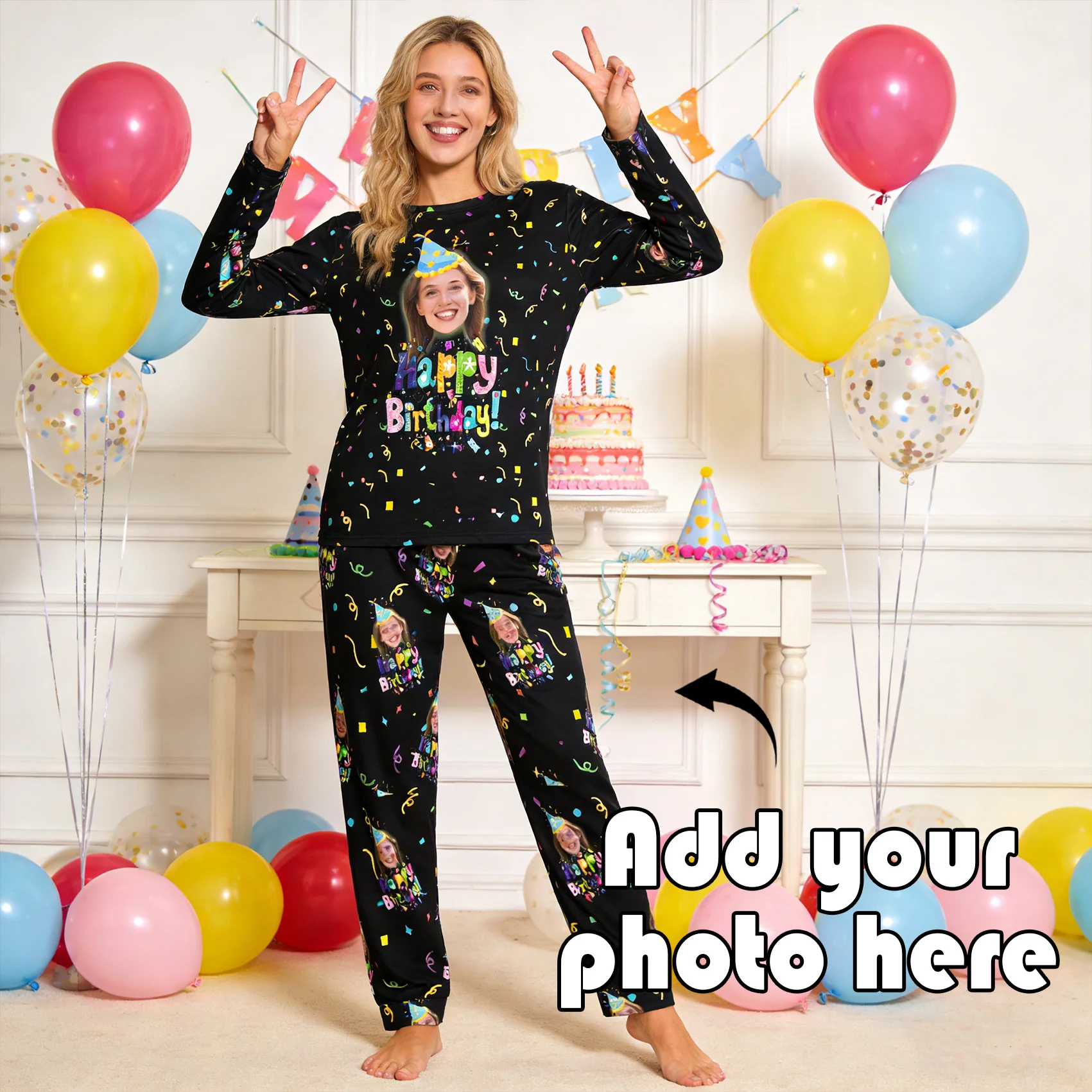 Пижамный комплект с круглым вырезом на заказ, персонализированные изображения и текст, подарки для пар, связки, друзья, домашние животные, семья
Пижамный комплект с круглым вырезом на заказ, персонализированные изображения и текст, подарки для пар, связки, друзья, домашние животные, семья