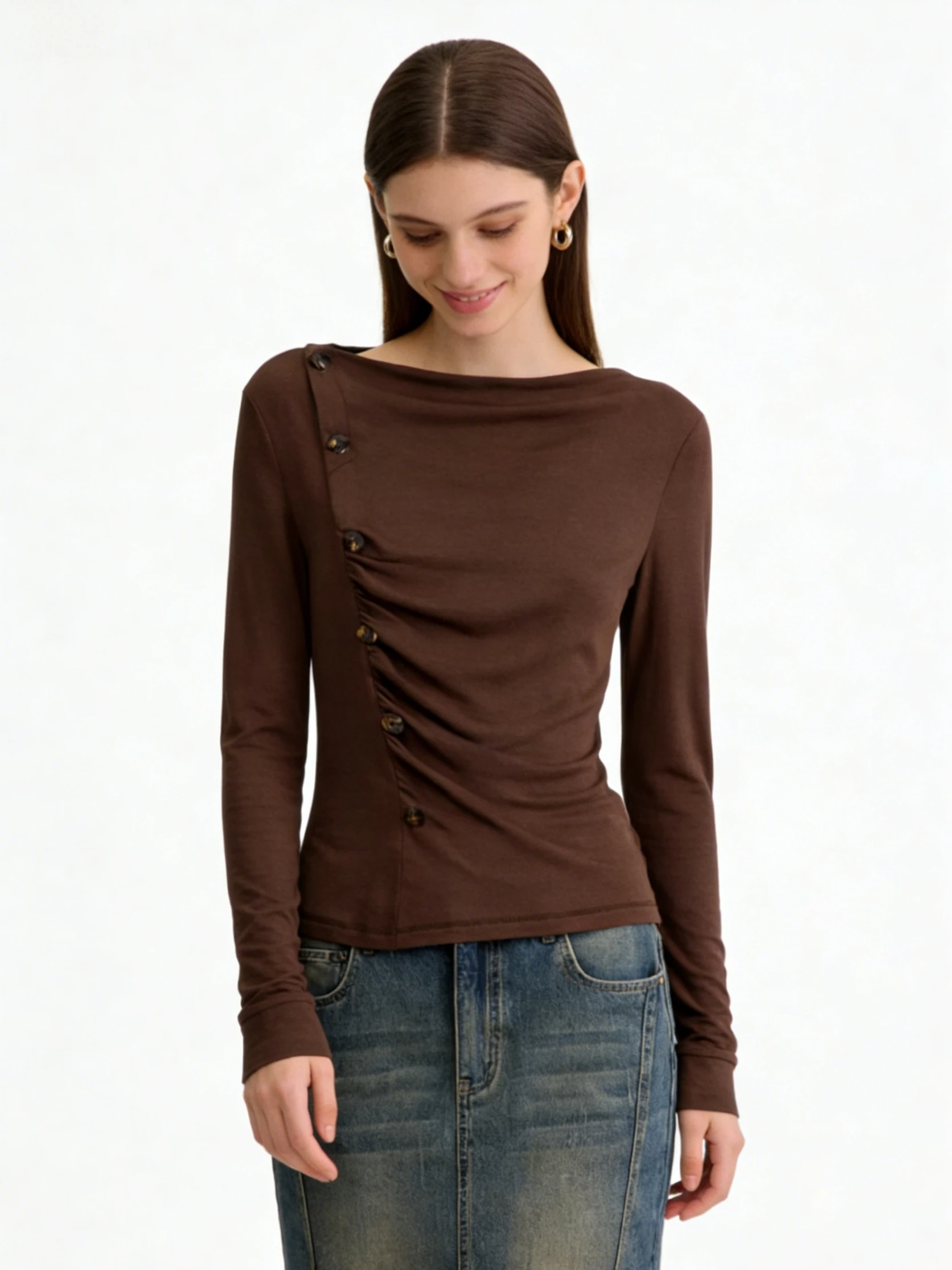 LOLO MIRIAM26 Весенняя женская футболка с эффектом сборки, приталенного кроя, кофейного цвета, с французским рукавом, из люрексового волокна, с длинным рукавом, стандартный размер L
LOLO MIRIAM26 Весенняя женская футболка с эффектом сборки, приталенного кроя, кофейного цвета, с французским рукавом, из люрексового волокна, с длинным рукавом, стандартный размер L