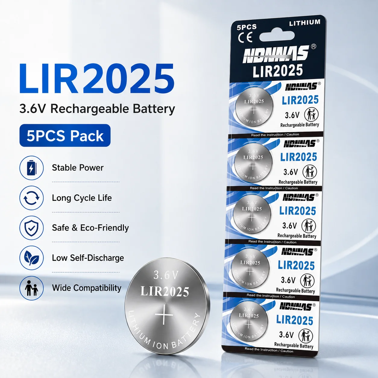 LIR2025 3.6V Rechargeable Lithium Ion Button Cell 2-50PCS for Car Key Watch Calculator Remote
LIR2025 3.6V Rechargeable Lithium Ion Button Cell 2-50PCS for Car Key Watch Calculator Remote