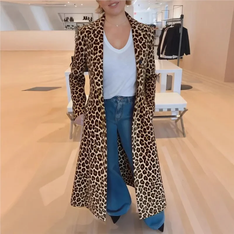 Fashion Classic Khaki Leopard Print Trench Coat Women Oversized Long Sleeved Lapel with Pocket Loose Overcoats Women's Clothing
Fashion Classic Khaki Leopard Print Trench Coat Women Oversized Long Sleeved Lapel with Pocket Loose Overcoats Women's Clothing