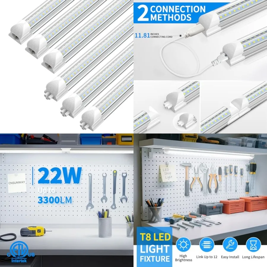 CNSUNWAY LED Shop Lights 2Feet, 22W 5000K Under Cabinet Lighting, V-Shaped Linkable T8 Tube Light Fixtures, Shop Light for Work
CNSUNWAY LED Shop Lights 2Feet, 22W 5000K Under Cabinet Lighting, V-Shaped Linkable T8 Tube Light Fixtures, Shop Light for Work