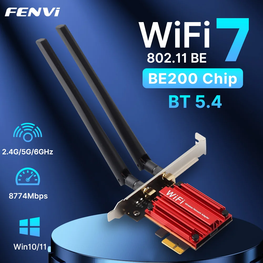 FENVI WiFi7 BE200 PCIE Wi-Fi адаптер BT5.4 трехдиапазонный 2,4G/5G/6Ghz беспроводной сетевой адаптер Wi-Fi карты для Windows10/11 ПК настольного компьютера
FENVI WiFi7 BE200 PCIE Wi-Fi адаптер BT5.4 трехдиапазонный 2,4G/5G/6Ghz беспроводной сетевой адаптер Wi-Fi карты для Windows10/11 ПК настольного компьютера