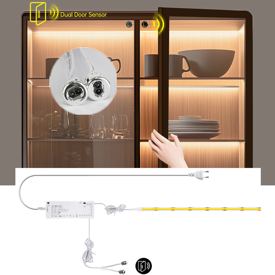 Door Open Turn On Sensor 12V LED Strip Light COB EU/AU/UK/US Under Cabinet Collection Cabinet kitchen Wardrobe Closet Light Tape
Door Open Turn On Sensor 12V LED Strip Light COB EU/AU/UK/US Under Cabinet Collection Cabinet kitchen Wardrobe Closet Light Tape