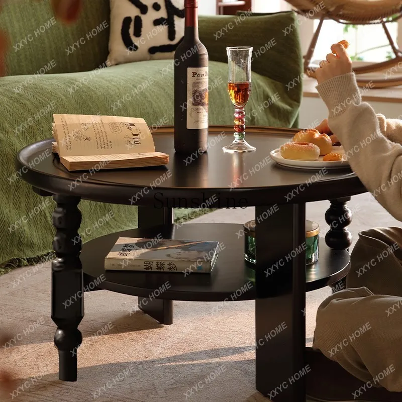 Medieval solid wood round living room light luxury low table double-layer design coffee table
Medieval solid wood round living room light luxury low table double-layer design coffee table