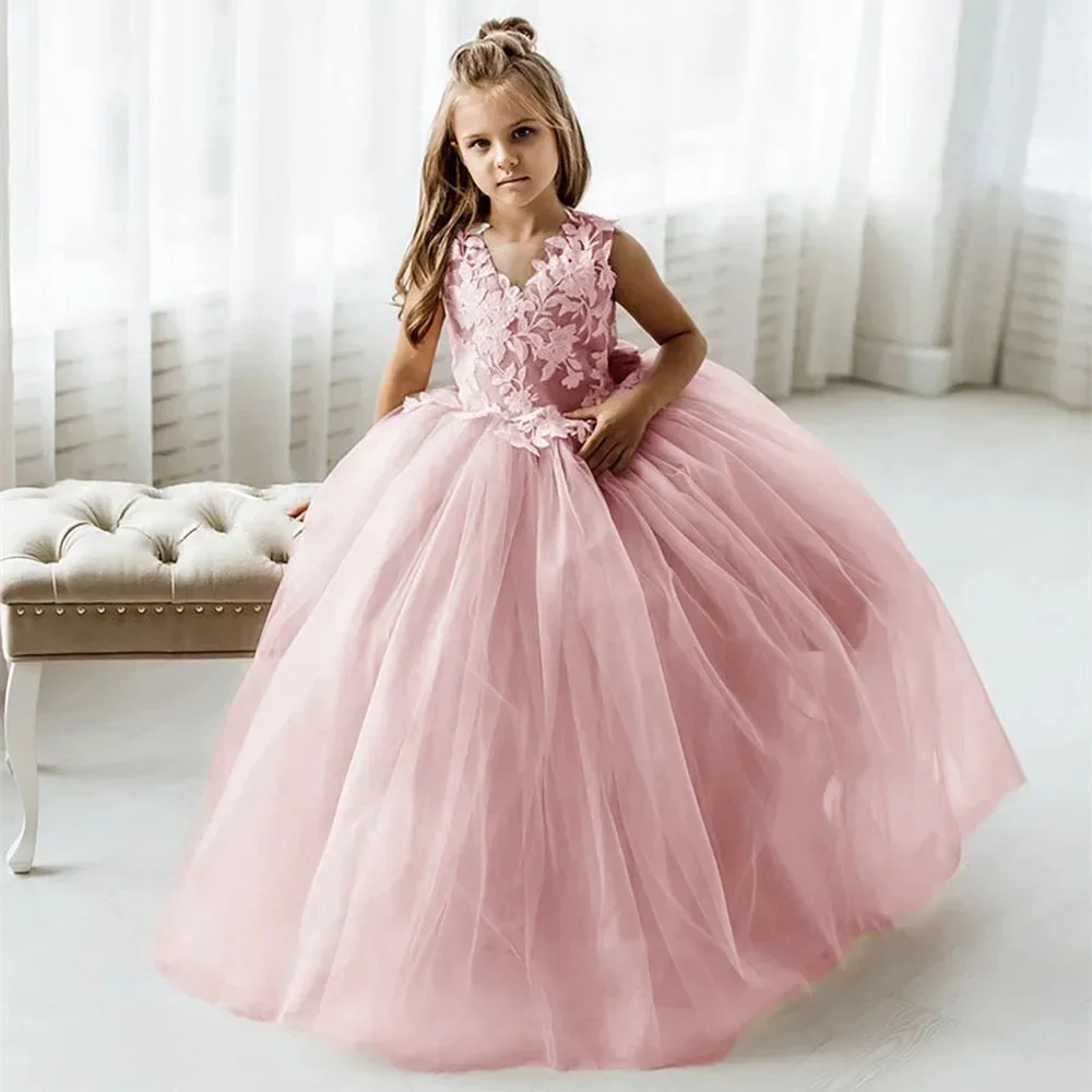 Elagant Flower Girl Dresses for Wedding Sleeveless Lace Applique Tulle Floor Lenght Kids First Communion Gowns Custom
Elagant Flower Girl Dresses for Wedding Sleeveless Lace Applique Tulle Floor Lenght Kids First Communion Gowns Custom