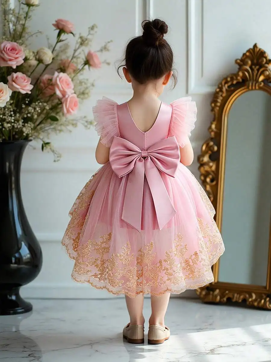 Pink Lace Embroidered Bow Back Tulle A-Line Evening Dress For Formal Occasion
Pink Lace Embroidered Bow Back Tulle A-Line Evening Dress For Formal Occasion