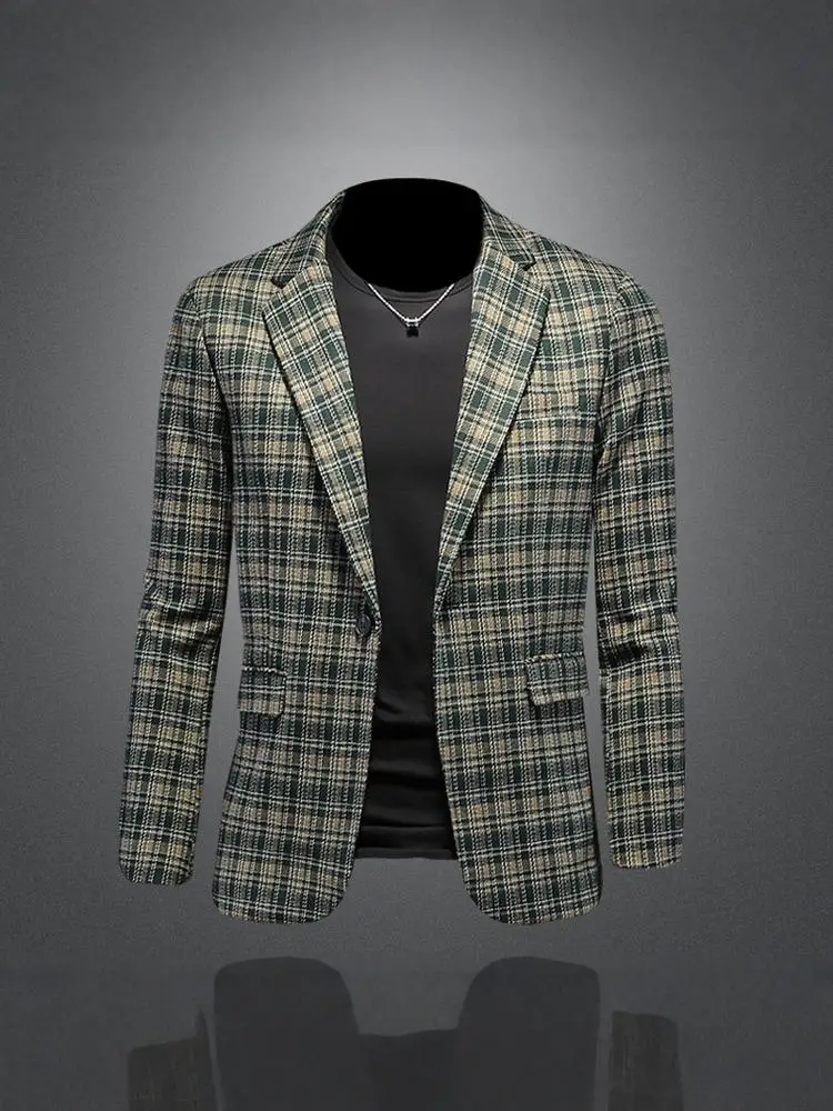 Мужской клетчатый пиджак: утепленный, повседневный, приталенный, весенне-осенний, новый корейский стиль, деловой повседневный, цельный, без подкладки
Мужской клетчатый пиджак: утепленный, повседневный, приталенный, весенне-осенний, новый корейский стиль, деловой повседневный, цельный, без подкладки