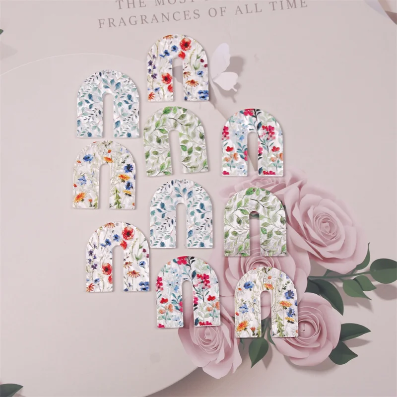 Summer style 50pcs/lot color flowers pattern print geometry U shape acrylic beads diy jewelry earring accessory
Summer style 50pcs/lot color flowers pattern print geometry U shape acrylic beads diy jewelry earring accessory